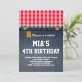 Jeans, Cowgirl, Western Geburtstag Einladung (Stehend Vorderseite)