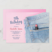 Jeans Forever Birthday Party Einladung (Vorne/Hinten)