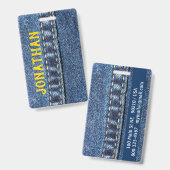 Jeans Gepäcktag / Abzeichen Ausweis (Vorder- & Rückseite)