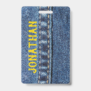 Jeans Gepäcktag / Abzeichen Ausweis