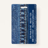 Jeans Gepäcktag / Abzeichen Ausweis (Rückseite)