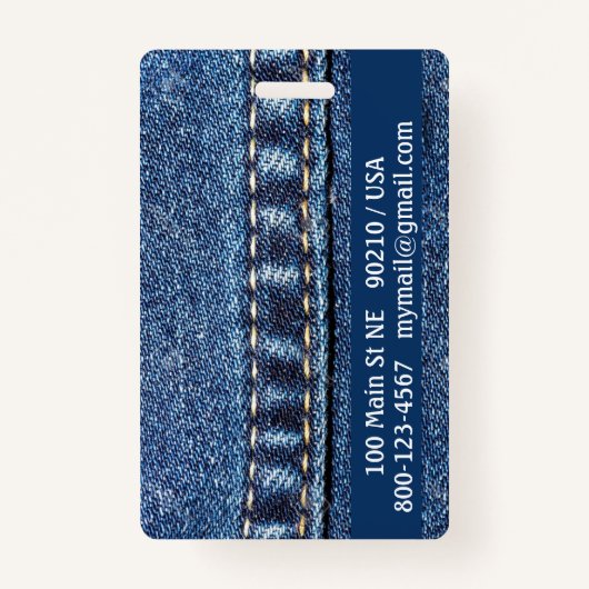 Jeans Gepäcktag / Abzeichen Ausweis (Rückseite)