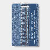 Jeans Gepäcktag / Abzeichen Ausweis (Rückseite)
