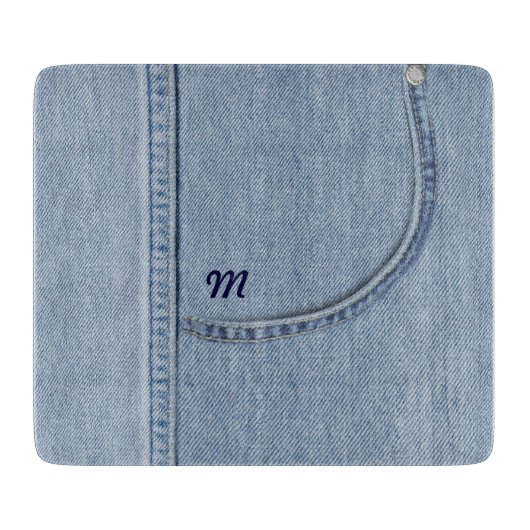 "Jeans", Glasschneidplatte Schneidebrett (Vorderseite)