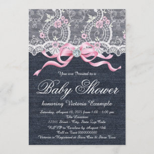 Jeans-Lace-Diamant-Bogen-Baby-Party Einladung