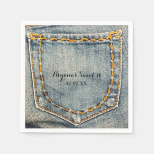 Jeans mit genähten Taschen Geburtstagsfeier Servie Serviette