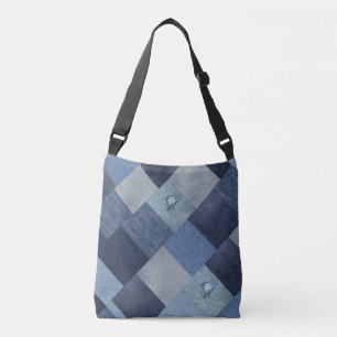 Jeans Patchwork Bedrückter Denim Tragetaschen Mit Langen Trägern
