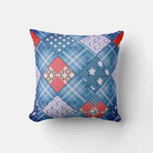 Jeans-Patchwork, Patchwork, Textil, blaues Muster Kissen