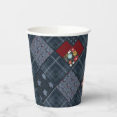 Jeans-Patchwork, Patchwork, Textil, blaues Muster Pappbecher (Links)