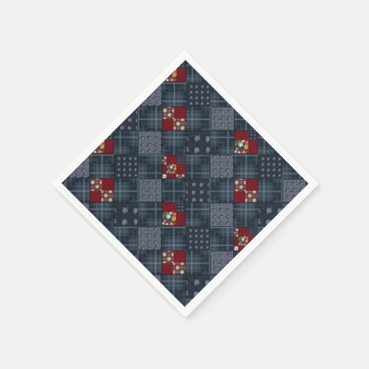 Jeans-Patchwork, Patchwork, Textil, blaues Muster Serviette (Ecke)