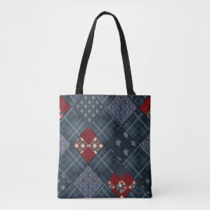 Jeans-Patchwork, Patchwork, Textil, blaues Muster Tasche