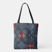 Jeans-Patchwork, Patchwork, Textil, blaues Muster Tasche (Rückseite)