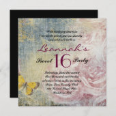 JEANS ROSE & BUTTERFLIES Sweet 16 Einladung (Vorne/Hinten)