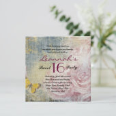 JEANS ROSE & BUTTERFLIES Sweet 16 Einladung (Stehend Vorderseite)