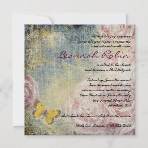 JEANS ROSES & BUTTERFLIES Bat Mitzwa-Einladung Einladung