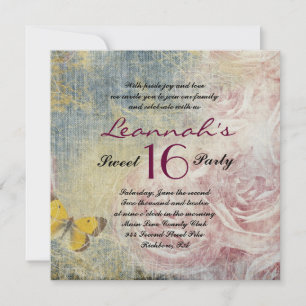 JEANS ROSES & BUTTERFLIES Sweet 16 Einladung