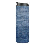 Jeans Stoff denim Struktur blau Thermosbecher (Nach rechts gedreht)