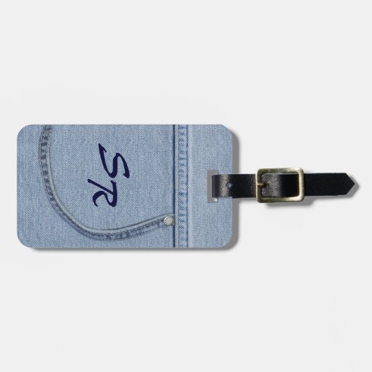 Jeans Tag mit Monogram Gepäckanhänger (Vorderseite horizontal)