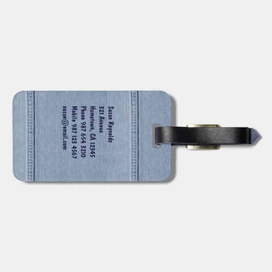 Jeans Tag mit Monogram Gepäckanhänger (Rückseite horizontal)