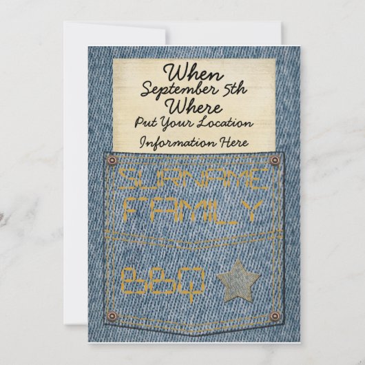 Jeans-Tasche GRILLEN Einladungen (Rückseite)