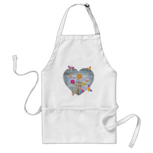 Jeans Tasche Herz Blumen Schmetterlinge Schürze