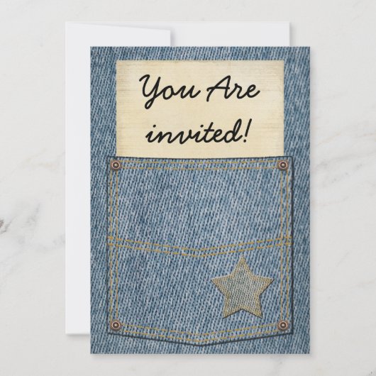 Jeans-Taschen-Party Einladungen (Vorderseite)