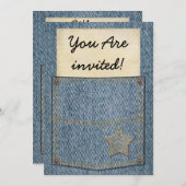 Jeans-Taschen-Party Einladungen (Vorne/Hinten)