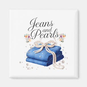 Jeans und Perlen stilvolle Denim-Mode Schleife Dam Magnet