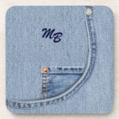 Jeans Untersetzer mit Initialen (Vorderseite)