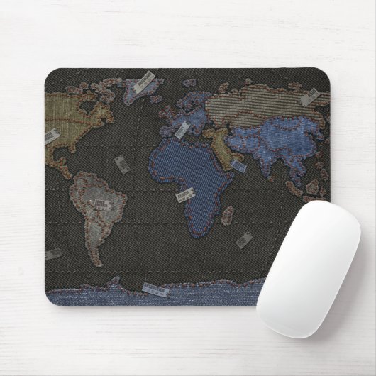 Jeans-Weltkarte Mousepad (Mit Mouse)