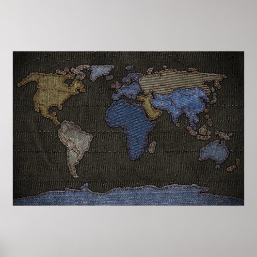 Jeans World Map (keine Etiketten) Poster (Vorne)