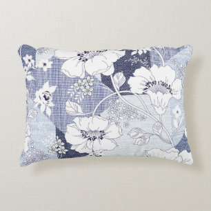 Jeansblumen-Patchwork, nahtloses Muster. Dekokissen