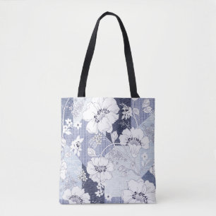 Jeansblumen-Patchwork, nahtloses Muster. Tasche