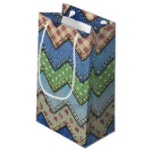 Jeansstoff-Patchwork-Muster-Geschenkbeutel Kleine Geschenktüte (Rückseite Schrägansicht)