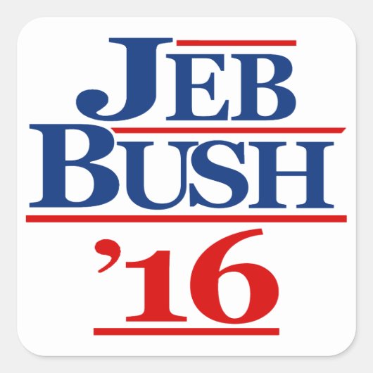 Jeb Bush 2016 Quadratischer Aufkleber (Vorderseite)