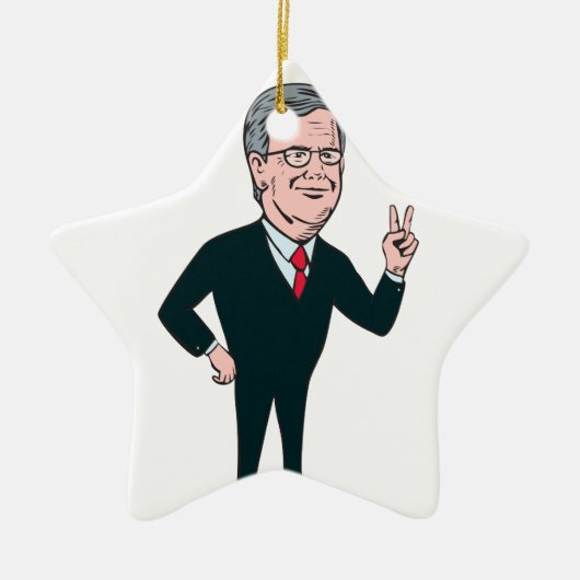 Jeb Bush Republikanischer Kandidat 2016 Cartoon Keramikornament (Vorne)