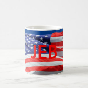 Jeb Running President USA, American Flag, Tasse