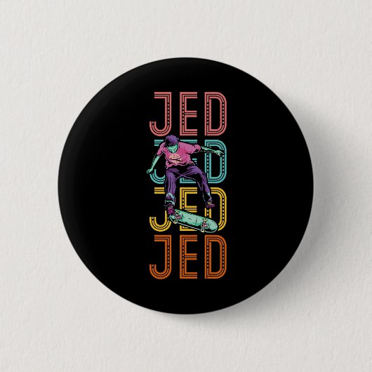 Jed Custom Skateboarding Hob  Button (Vorderseite)
