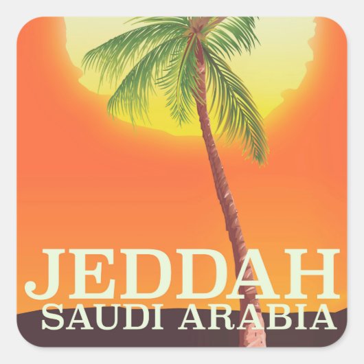 Jeddah Saudi Arabien Reiseplakat Quadratischer Aufkleber (Vorderseite)
