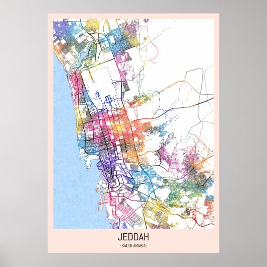 Jeddah Saudi-Arabien Stadtkarte Poster (Vorne)