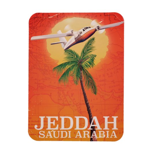 Jeddah Saudi-Arabien Vintage Karte Reiseplakat. Magnet (Vertikal)