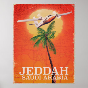 Jeddah Saudi-Arabien Vintage-Reisekarte Poster. Poster