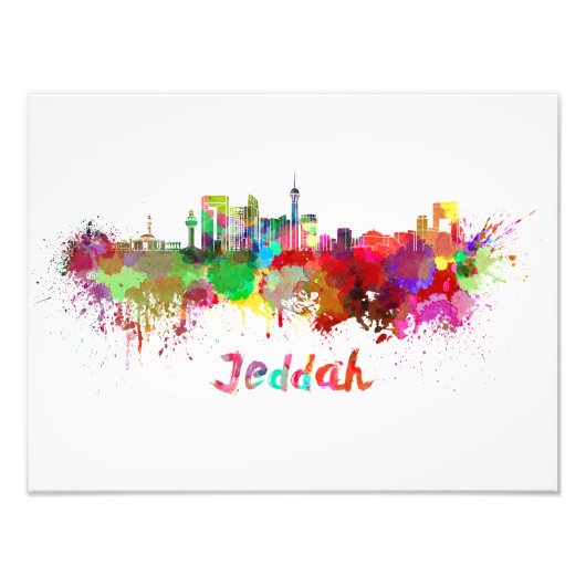 Jeddah skyline im Watercolor Fotodruck (Vorne)