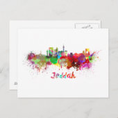 Jeddah Skyline in Aquarellfarbe Postkarte (Vorne/Hinten)