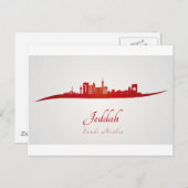 Jeddah Skyline in red.jpg Postkarte (Vorne/Hinten)
