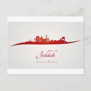 Jeddah Skyline in red.jpg Postkarte