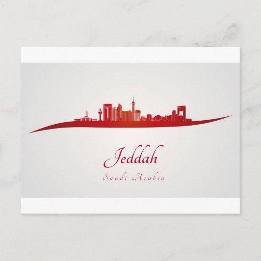 Jeddah Skyline in red.jpg Postkarte (Vorderseite)