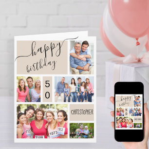 Jede 5-jährige Foto Collage Stone Custom Geburtsta Karte
