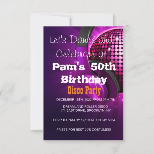 Jede Altersdisko Geburtstagsparty Einladung (Vorderseite)