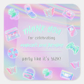 JEDE ALTERSJAHRE Y2K-Irisierter RegenbogenGeburtst Quadratischer Aufkleber (Vorderseite)